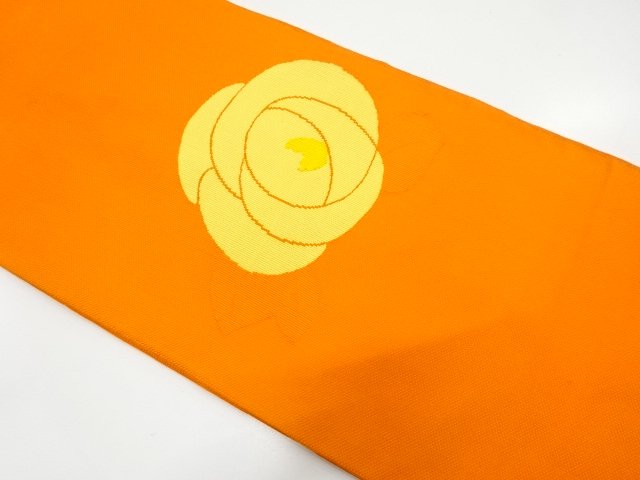 アンティーク　椿模様織り出し名古屋帯（着用可）